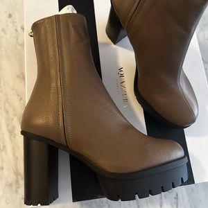 NIB Aquazzura Brown Francoise Leather Ankle Boots size 37.5